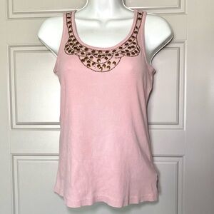 Y2K Pink and Gold Beaded Tank Top